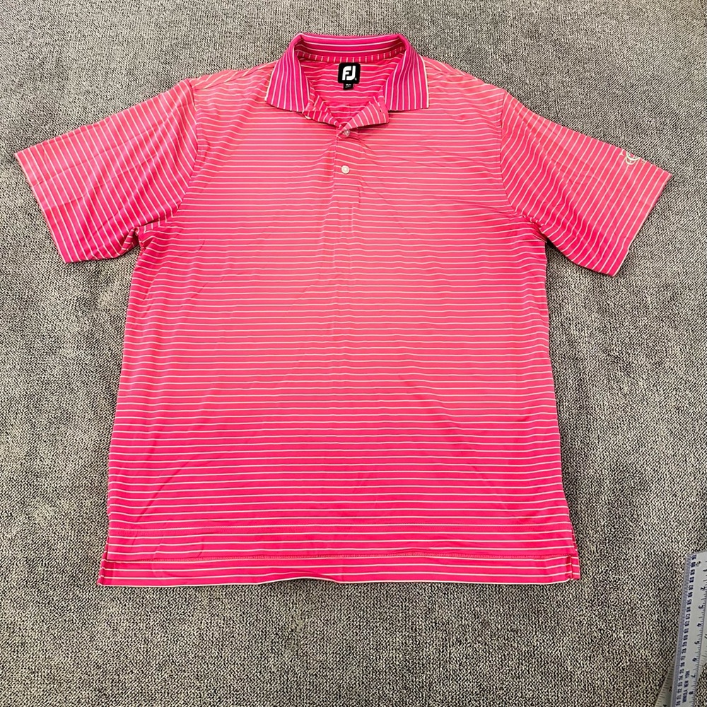 FootJoy pink stripped polo shirt